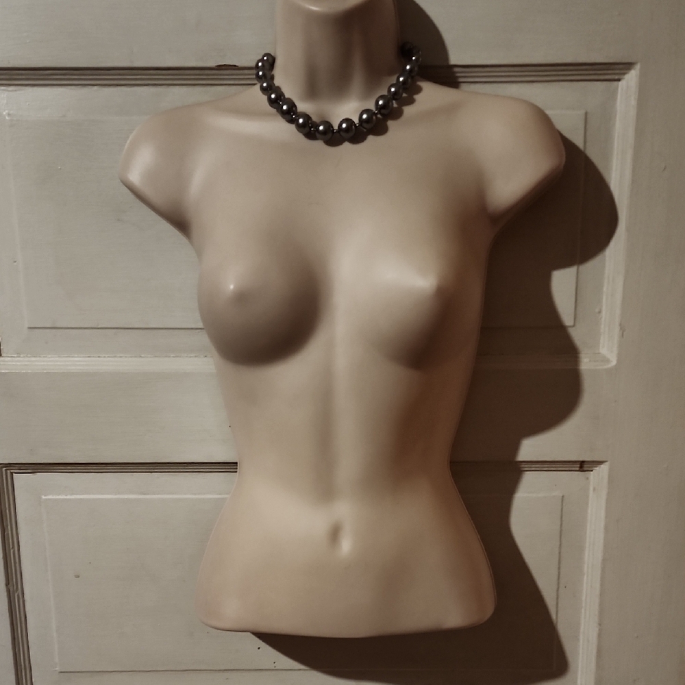 Silver Gray Vintage Beaded Necklace